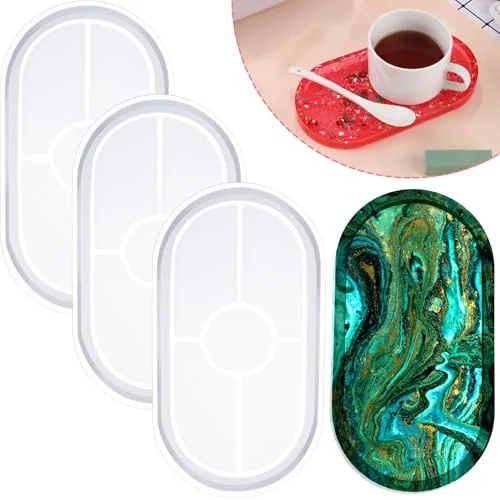 7'' Oval Resin Tray Mold Silicone Resin Epoxy Casting with Edges Creative