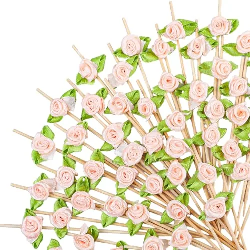 200 Pcs Rose Flower Cocktail Picks Fun Cocktails
