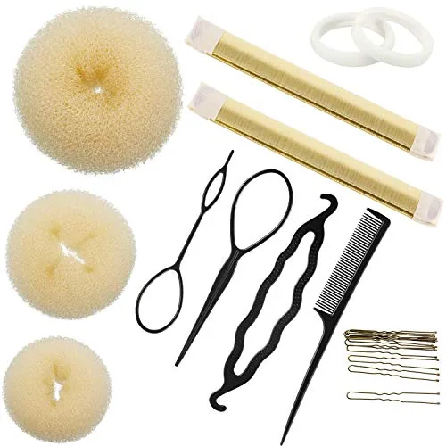 21 Pcs Hair Bun Maker Kit, Donut Hair Shaper Set for Women