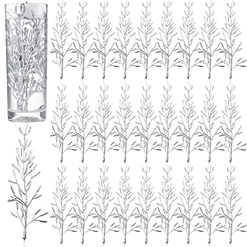 Silver 80 Pcs Faux Flowers for Floating Candles Centerpiece