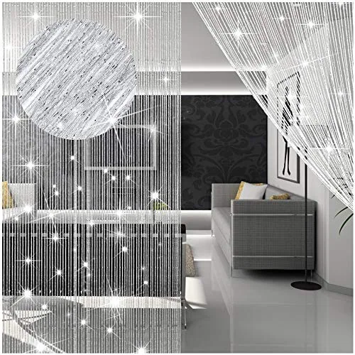 4 Pcs String Curtains Glitter Fringe Curtains for Window Doorways 79 x 39