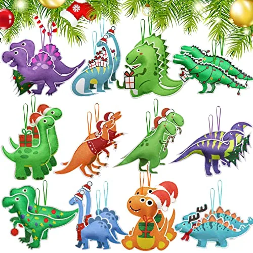 12 Pcs Dino Ornaments for Christmas Tree