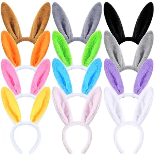 12 Pcs Halloween Bunny Ears Rabbit Headband Plush