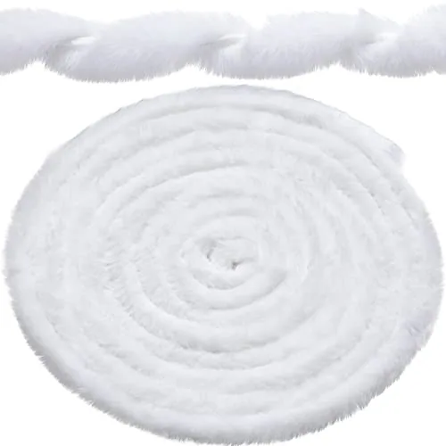 Faux Fur Ribbon Christmas Garland,White,2 Inch X 150 ft