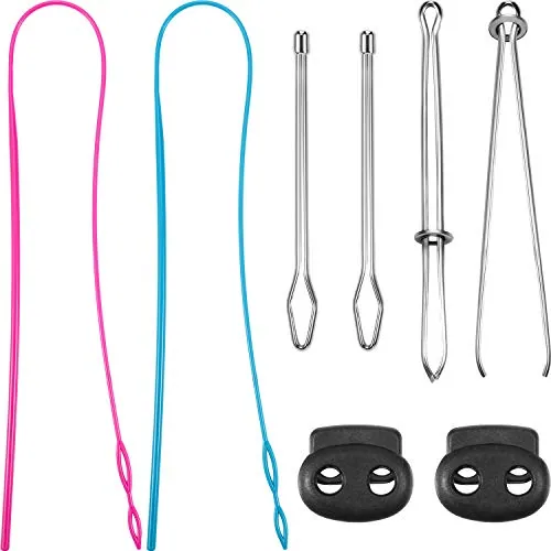 8 Pcs Drawstring Threader Tool Set with Tweezers Cord Locks