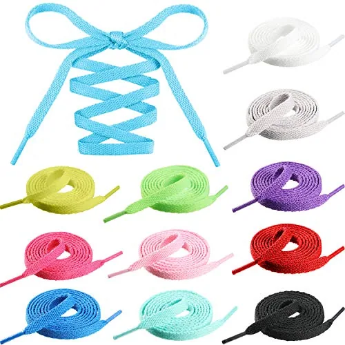 12 Pairs 40 Inch Colored Flat Shoe Laces Athletic Shoelaces Replacements