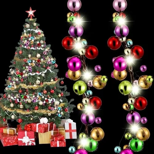 1 Set 9 ft Christmas Ball Garland with LED Lights