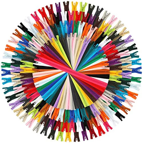 200 Pcs Nylon Invisible Zippers, 25 Assorted Colors
