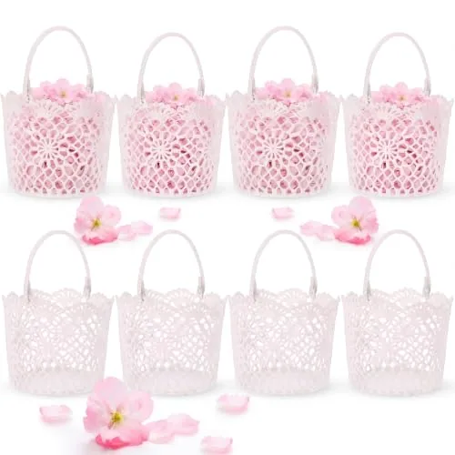 8 Pcs Flower Girl Baskets with Handle for Wedding Ceremony