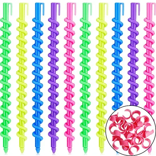100 Pcs Spiral Perm Rods Heatless Curls Overnight with Clips