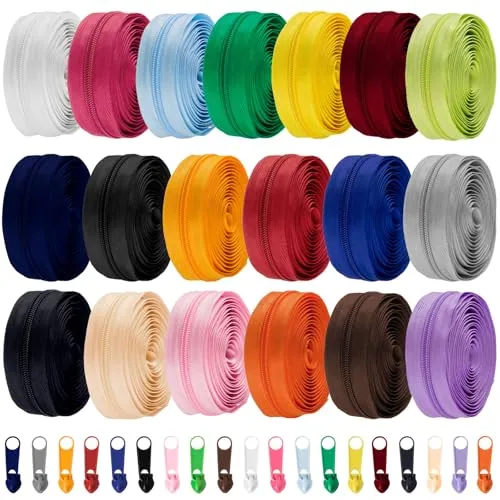 80 Yards 20 Pcs Zippers for Sewing #5 Nylon Coil