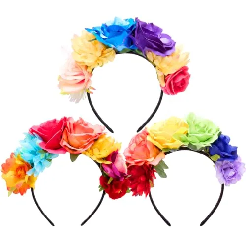 3 Pcs Mexican Rose Flower Crown Headband
