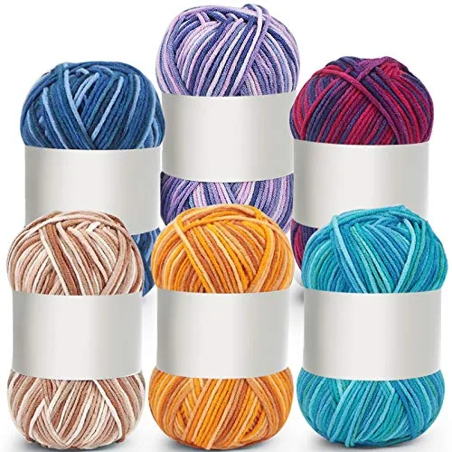 6 Pieces 50 g Crochet Yarn Multicolor Acrylic, 5-ply
