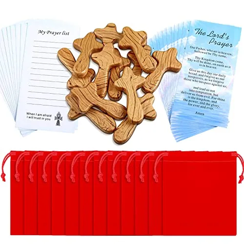 12 Set Small Wooden Holding Crosses 4 Inches Easter Pocket Wall Crosses