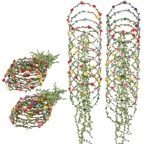48 Pcs Flower Headbands Crown Bulk for Women Floral Garland Bulk