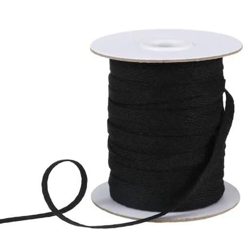 Cotton Twill Tape 54.7 Yards Herringbone,Black,1/4 Inch Wide