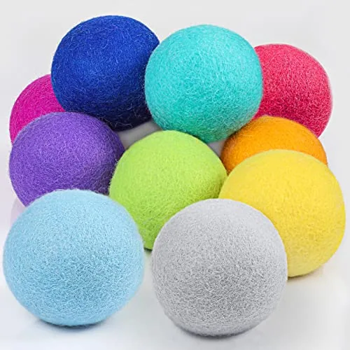 10 Pcs Wool Dryer Balls Bulk 3 Inch Laundry Reusable Colored Anti Static