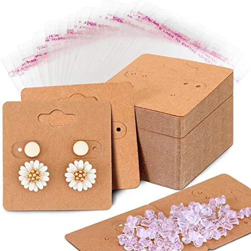 400 Pcs Brown Earring Display Cards Set 2 x 2 in
