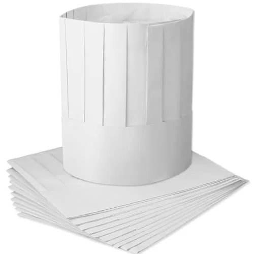 60 Pcs Chef Hat Set 9 Inch Disposable Paper Chef Tall Hats Adjustable for