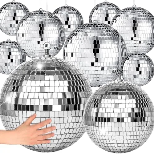 17 Pcs Large Disco Ball Decor, Multi Size (12, 8, 6, 4, 3.2 Inch)
