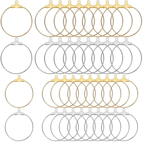 40 Pieces Earring Hoops for Jewelry Making, Round, Gold and Silver