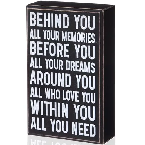 Graduation Quote Wood Box Sign Decor Positive Behind You All Your