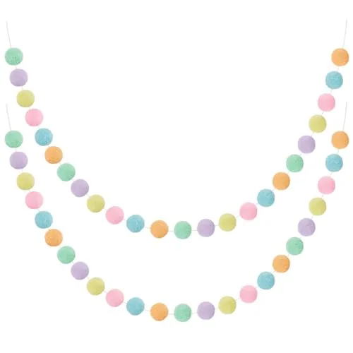 2 Pieces Felt Pom Ball Garland