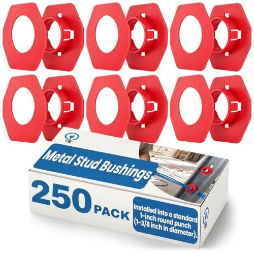 250 Pcs Metal Stud Bushings, Plastic Wire Hole Protectors