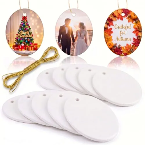 10 Pcs Heart Ceramic Ornaments Blanks 3 Inch