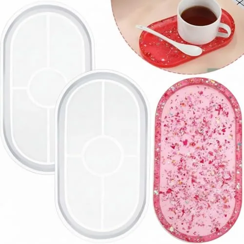 7'' Oval Resin Tray Mold Silicone Resin Epoxy Casting with Edges Creative