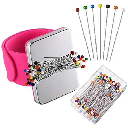 Magnetic Wrist Sewing Pincushion with 100 Pcs 1.5 in Pins