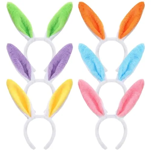 6 Pcs Halloween Bunny Ears Rabbit Headband Plush