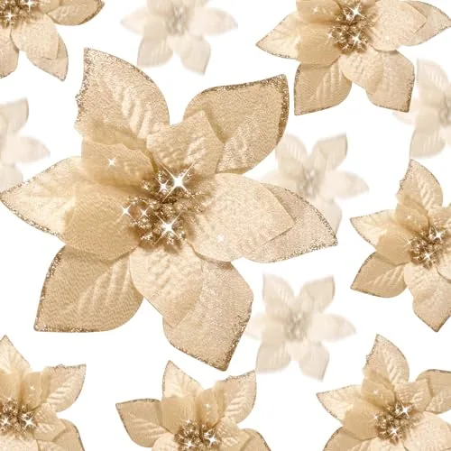 36 Pcs Christmas Poinsettia, 3/4/ 6 Inch