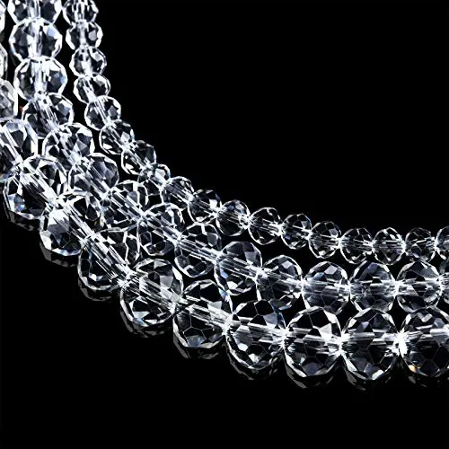 1900 Pieces Clear Glass Crystal Beads 4/6/8 mm Clear Rondelle Glass Beads