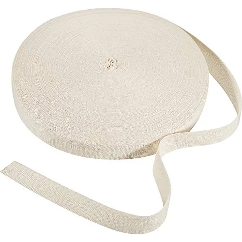 Cotton Twill Tape 54.7 Yards Herringbone,Beige,3/4 Inch Wide