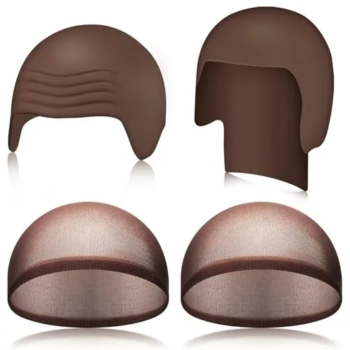 4 Pcs Halloween Bald Caps Makeup Latex Bald Caps Head Wig Hat Costume