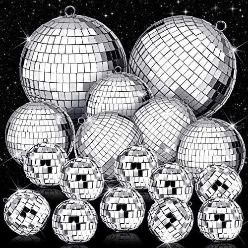 17 Pcs Large Disco Ball Decor, Multi Size, 6, 3.2, 2 Inch