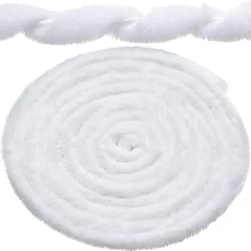 Faux Fur Ribbon Christmas Garland,White,2 Inch X 100 ft