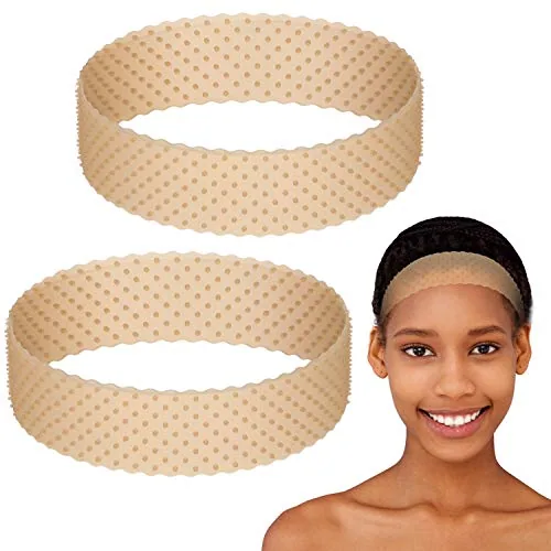 2 Pcs Silicone Wig Grip Band No Slip Elastic,M, Light Brown