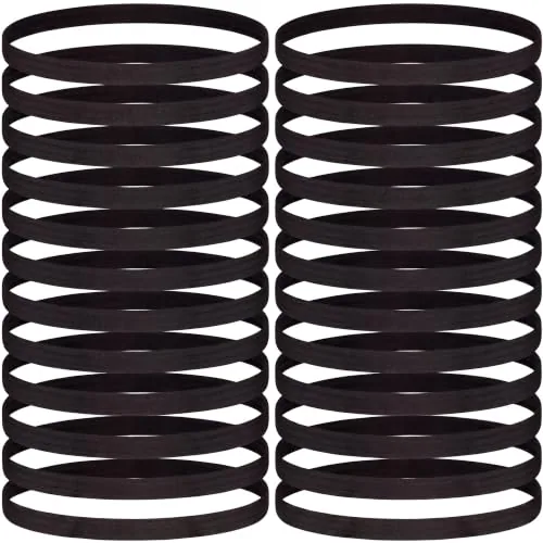 24 Pcs Thin Elastic Sports Headbands Black Athletic Hair Bands