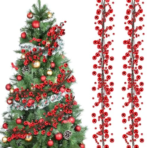 4 ft Red Christmas Ball Garland Ball Ornaments Hanging Baubles Ornament