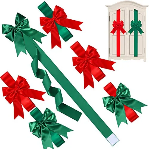 8 Pieces Christmas Cabinet Ribbon Bows for Kitchen Holiday Decor