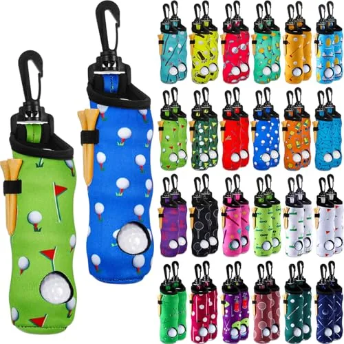 48 Pcs Golf Ball Carry Bag Tee Holder, 24 Colors