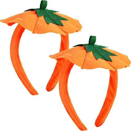 2 Pcs Halloween Pumpkin Hats Headbands for Women Pumpkin Costume