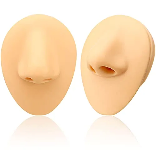 2 Pcs Silicone Fake Nose Model for Piercing Practice Prosthetic