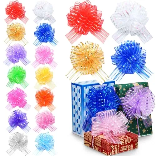 14 Pieces Organza Pull Bows 6 Inch Large Gift Wrapping Ribbon for