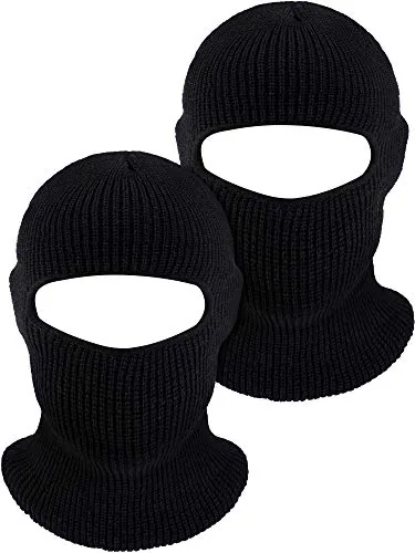 2 Pcs Ski Mask Knitted Balaclava Full Face Windproof Outdoor Black