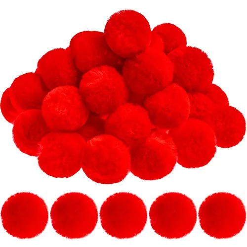 80 Pieces Red Pom Poms Christmas Faux Fur Fluffy for Crafts