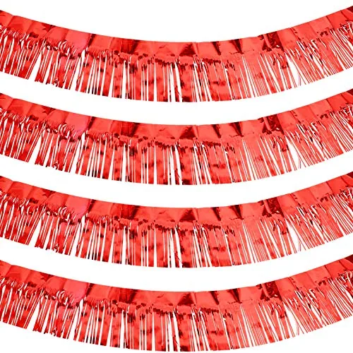4 Pack 40 Feet Metallic Foil Fringe Garland Tinsel Streamers