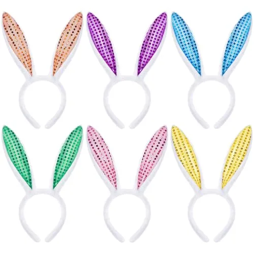 6 Pcs Halloween Bunny Ears Headband Plush